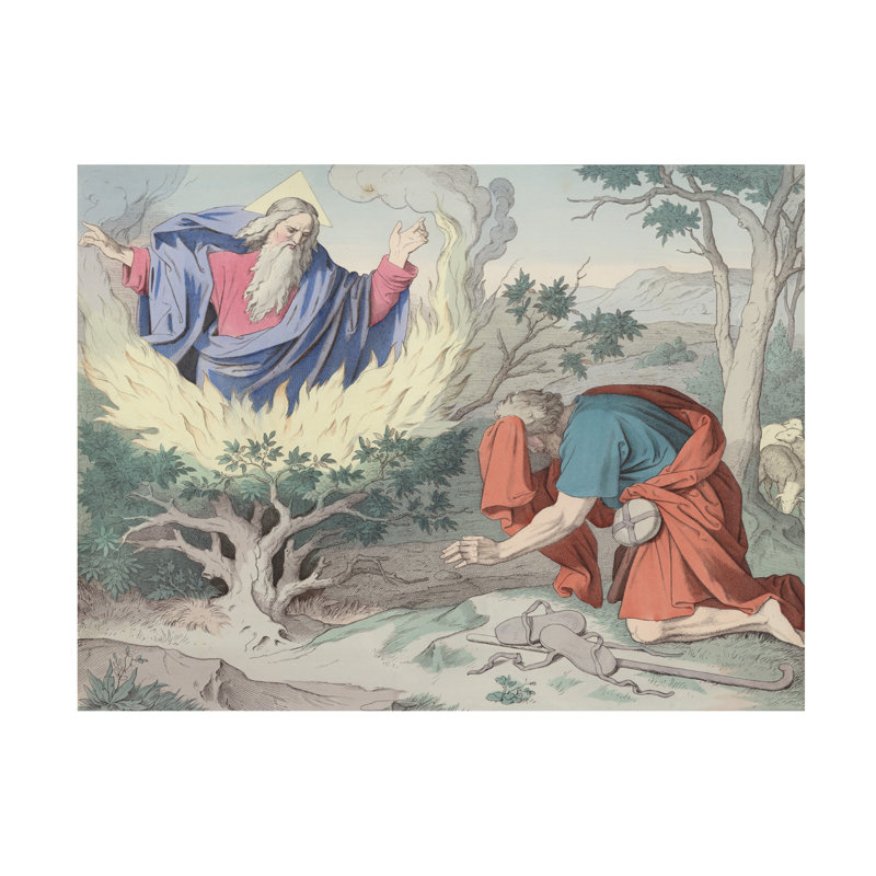 Art allemand sur toile, le buisson ardent, H 14 po x l 19 po