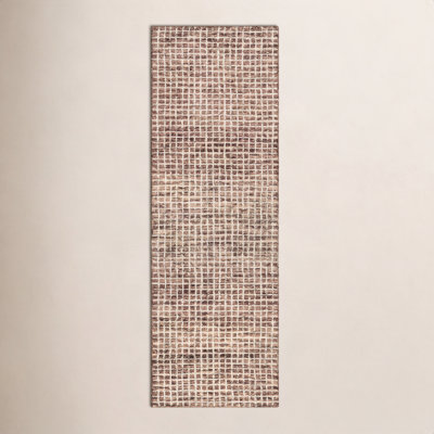 Brown Hand-Tufted Checkered Wool Rug