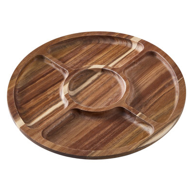 Farberware Build-a-Board Round Acacia Charcuterie Board with 5-Compartments & Locking Lid