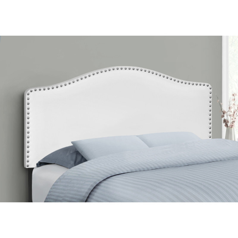 Lit, tête de lit seulement, chambre à coucher, revêtement, aspect cuir, transitionnel, Blanc, Double