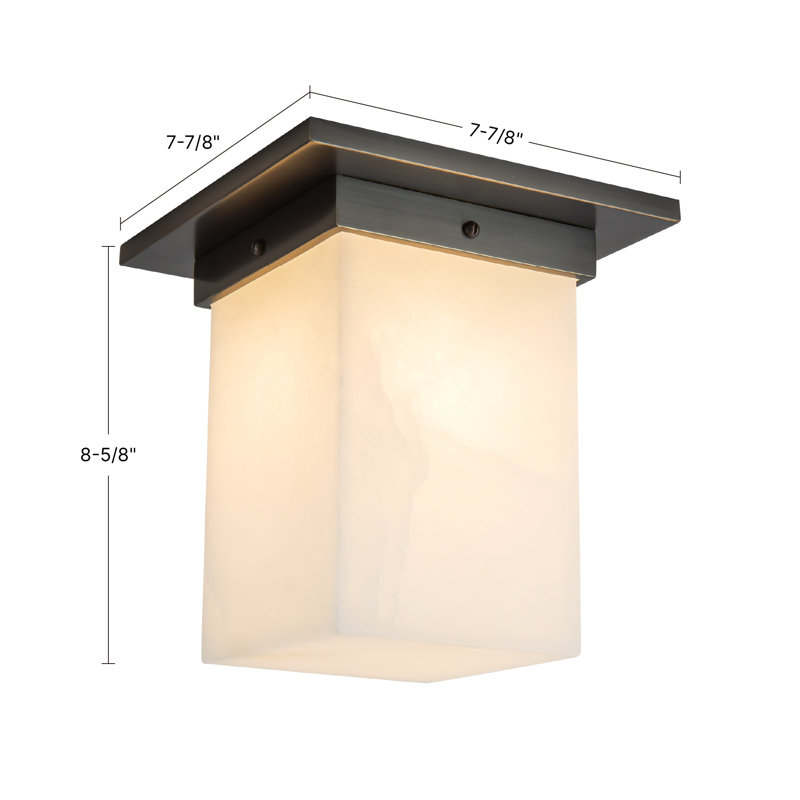Mineral 8-in Brass Flush Mount, Alabaster, Oil Rubbed Bronze