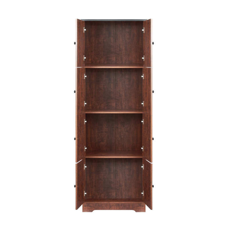 Versatile Tall Storage Cabinet With Ample Compartments And Doors For Organized Storage, Walnut