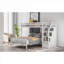 Lit mezzanine simple au-dessus de lit double pour lit d'enfant en pin massif blanc avec escalier et espace sous le lit flexible-129384507