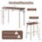3-Piece Bar Table Set Kitchen Counter Height Pub Table W/Bar Stools Space-Saving