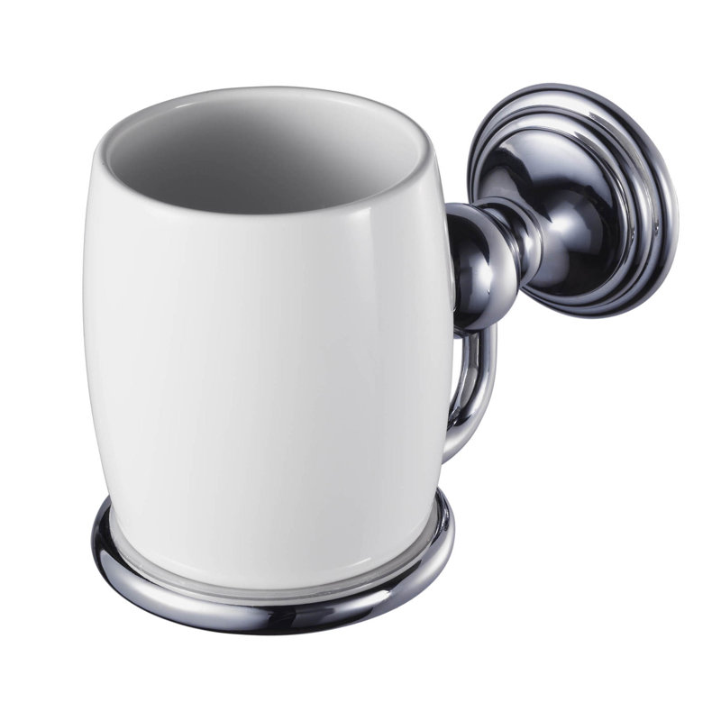 Allure Chrome and White Wall-Mounted Toothbrush Holder