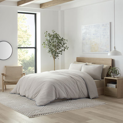 Vellux Solid Jersey Knit Comforter Set,Cotton Blend, Ultra Soft, Lightweight, 108x94