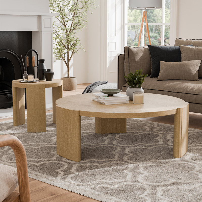 Ensemble de tables basses 2 pièces Blitar, 2 Pieces: Coffee Table, End Table, Oak Wood