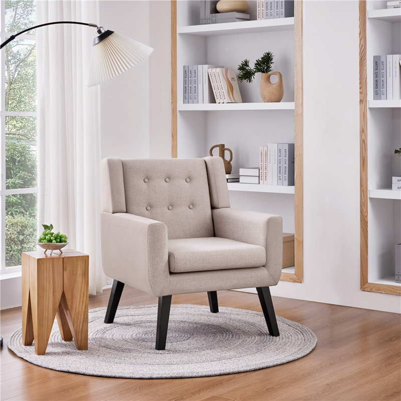  73cm Wide Tufted Polyester Armchair, Beige