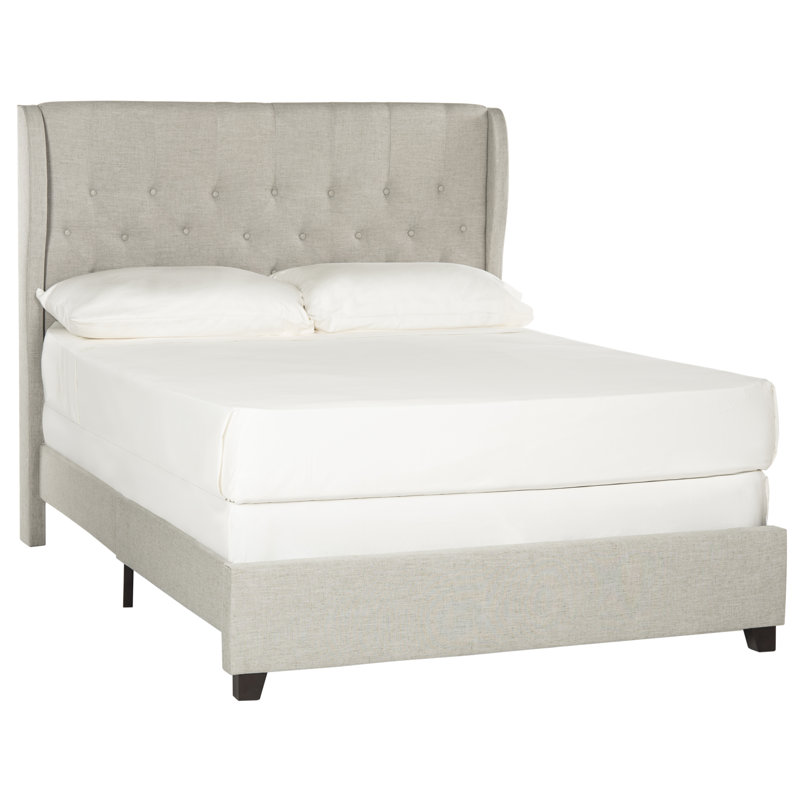Christerfer Tufted Upholstered Low Profile Standard Bed, Twin, Light Gray