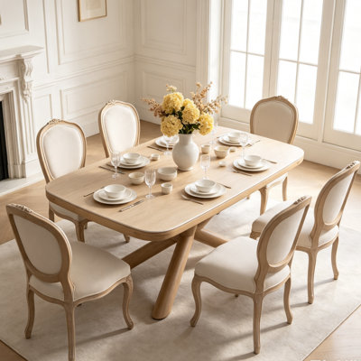 70.9" Dining Table with Sintered Stone Top, Wood Grain Aluminum Base