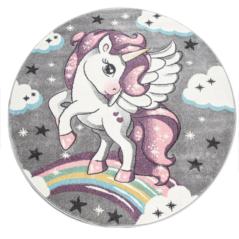 Gunnarr Machine Woven Pink/White Rug, Square 133cm, Gray