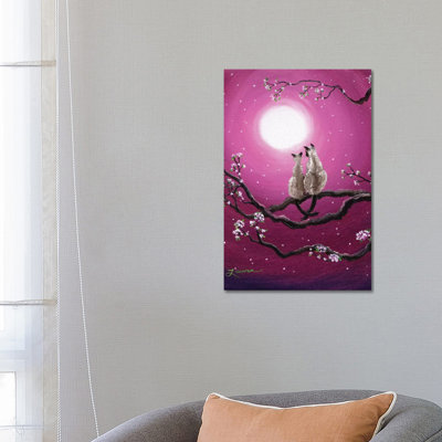 Siamese Cats In Spring Blossoms by Laura Iverson - Wrapped Canvas Print