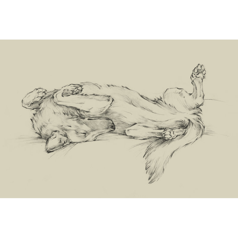 Dog Tired I by Ethan Harper - Drawing, Wrapped Canvas, 61cm H x 91cm W