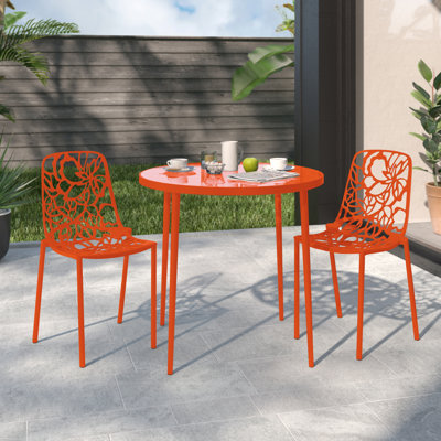Chaise d'appoint de salle à manger d'extérieur en aluminium avec motif floral Rabia