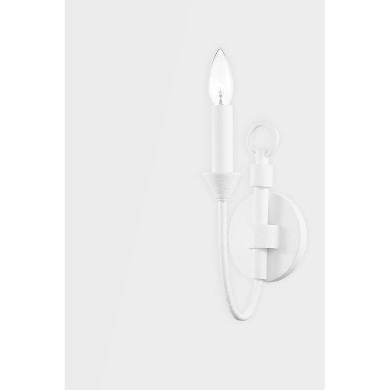 Applique murale en fer forgé à 1 lumière Bilton, Blanc gesso