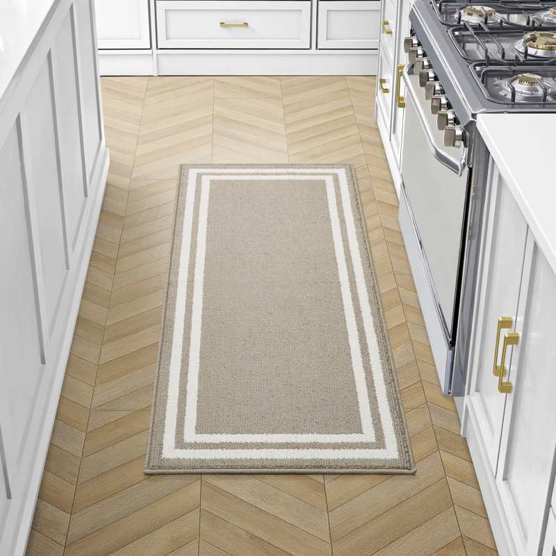 Laura Ashley Debbie Double Border Two-Tone Machine Washable All Loop Tufted Rugs, Runner 2'2" x 5'