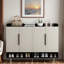 Armoire à chaussures moderne avec 4 portes, tablettes réglables, rangement ouvert et poignées en métal