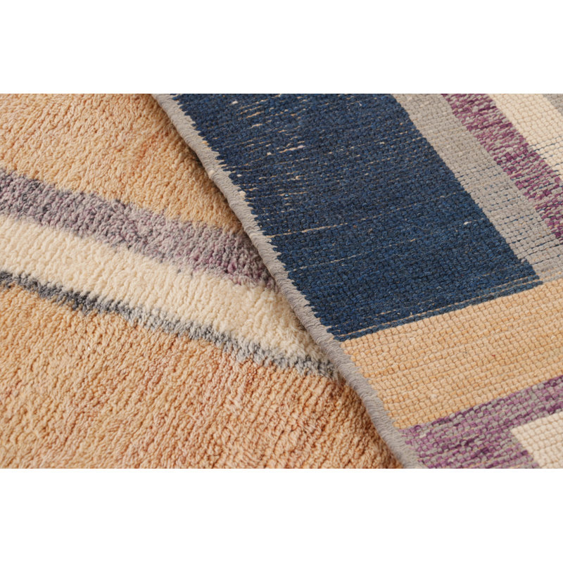 Moroccan Hand Knotted Wool Geometric Area Rug, Rectangle 6' x 9'