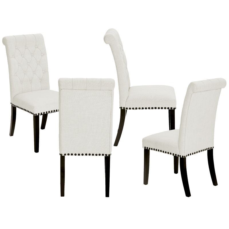 Tufted Upholstered Beige Parsons Chair, Beige