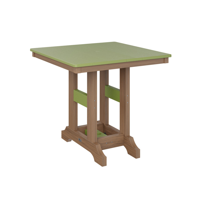 Garden Classic Outdoor Square Dining Table, Kiwi Green, Antique Mahogany