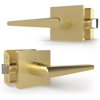 Ensemble de leviers de porte avec rosette carrée Mega Handles Schein | Poignée de porte sans clé pour couloirs, placards et salles de bain | Comprend des vis, finition moderne