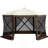 Camping Gazebo Screen Tent, 12*12Ft, 6 Sided Pop-Up Canopy Shelter Tent With Mesh Windows, Portable Carry Bag, Stakes, Large Shade Tents For Outdoor Camping, Lawn And Backyard, Brown/Beige
