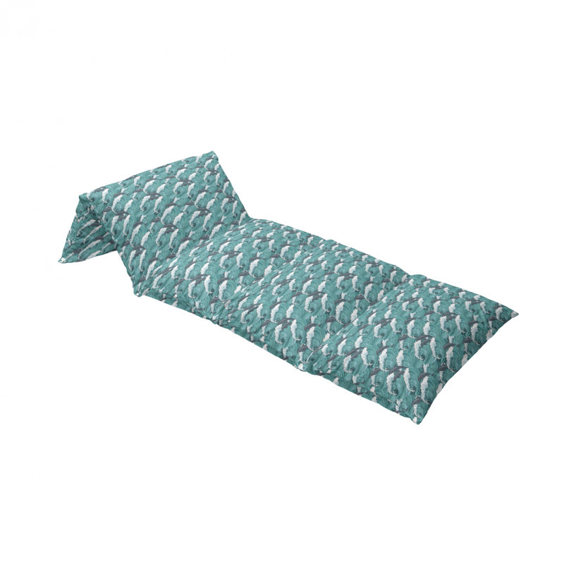 Housse de coussin d'extérieur Wavy Ocean with Dolphins Windy Surfing Doodle, H 2 po x l 27 po x P 88 po