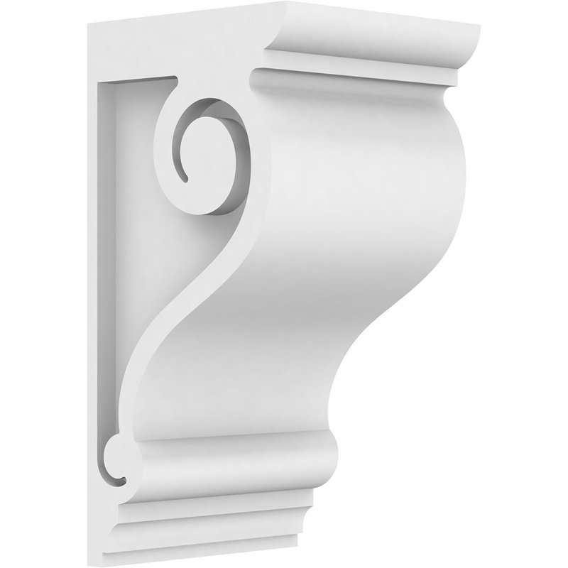 Scroll Standard Architectural Grade PVC Corbel, 8"H x 3"W x 4"D