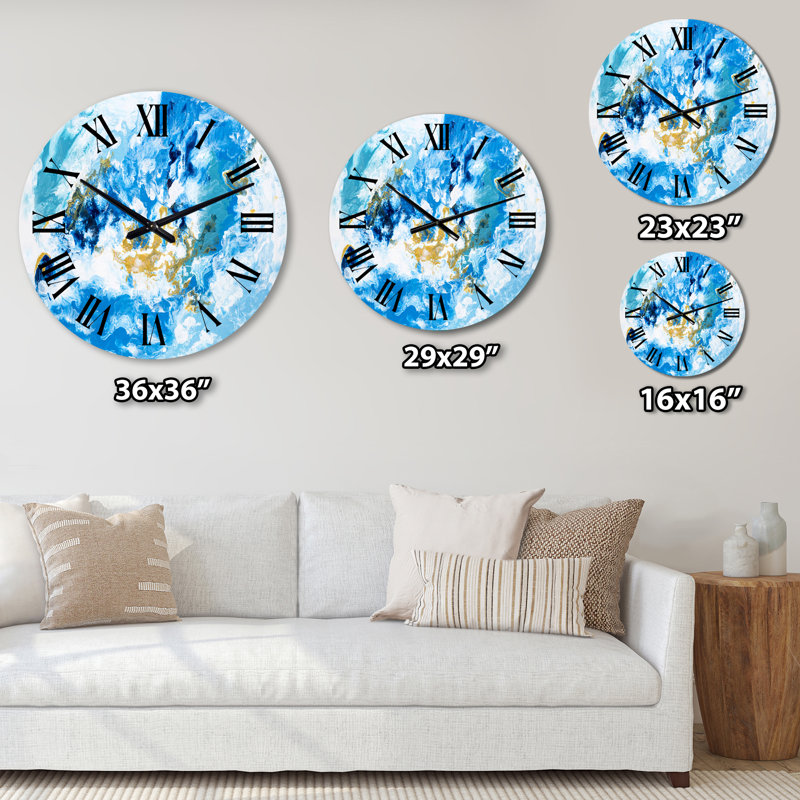 Horloge murale moderne bleue et blanche, Petit