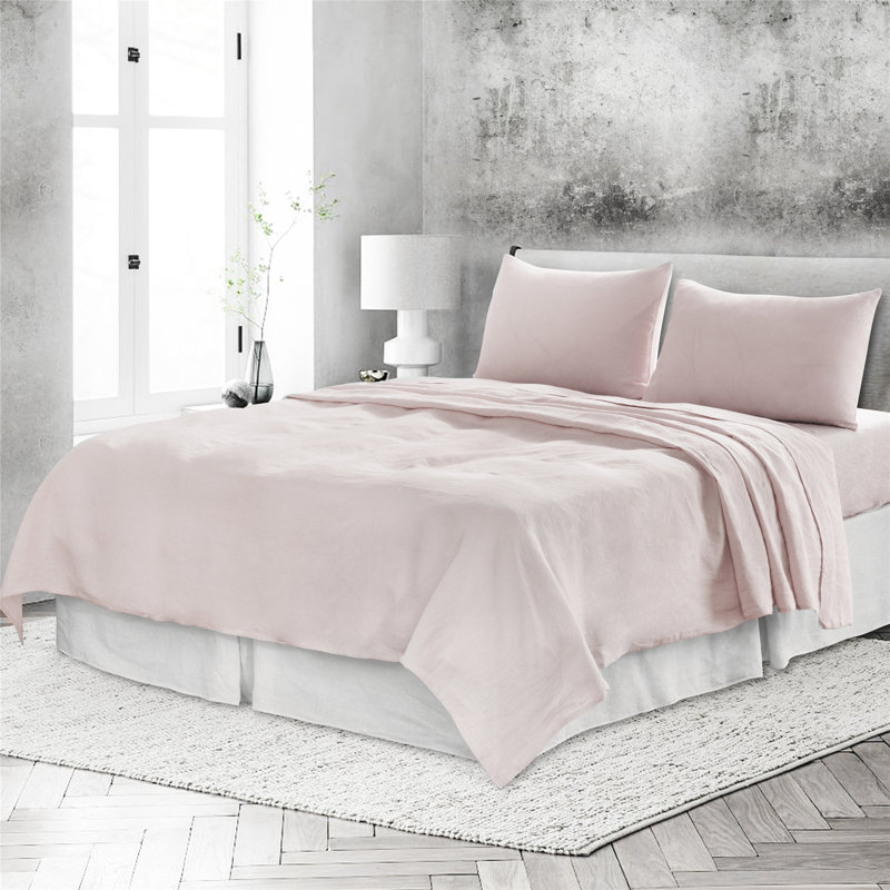 Peachland 100% Linen Flat Sheet, King, Pink