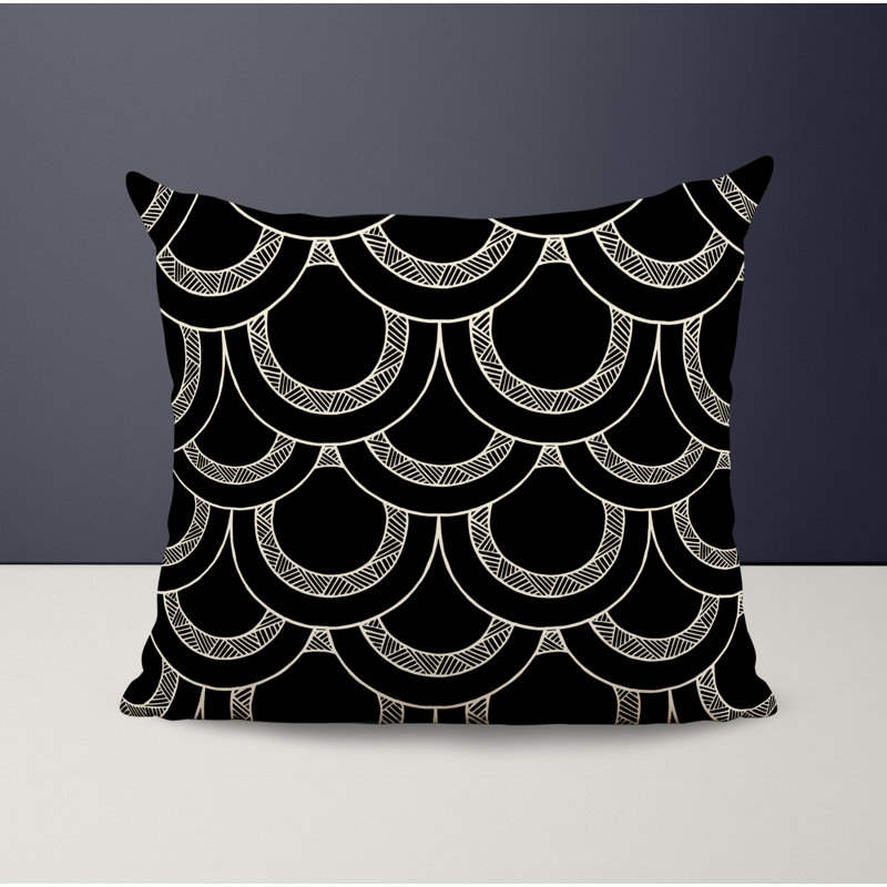 Polyester Throw Square Indoor/Outdoor Pillow Cover & Insert, 15W" x 15H", Black