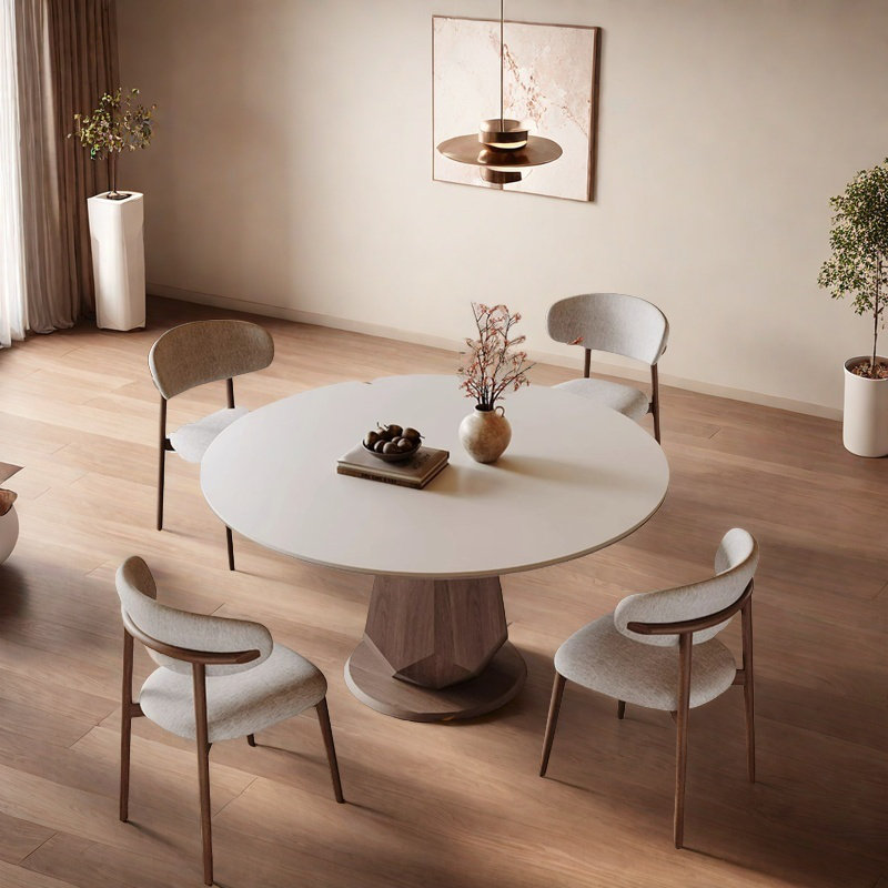 Modern Practical Rock Plate Dining Table Sets., 29.53"H x 53.15"L x 53.15"W
