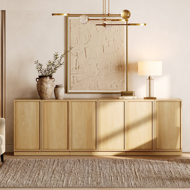 Armoire d'appoint moderne avec 6 portes, commode d'appoint multifonctionnelle avec grand rangement et tablette réglable