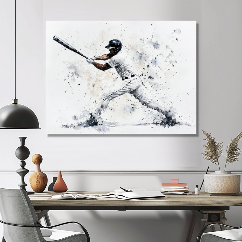 Décoration murale Minimal Baseball Swing II - Sport Baseball, H 12 po x l 20 po, Wrapped Canvas, Ne s’applique pas