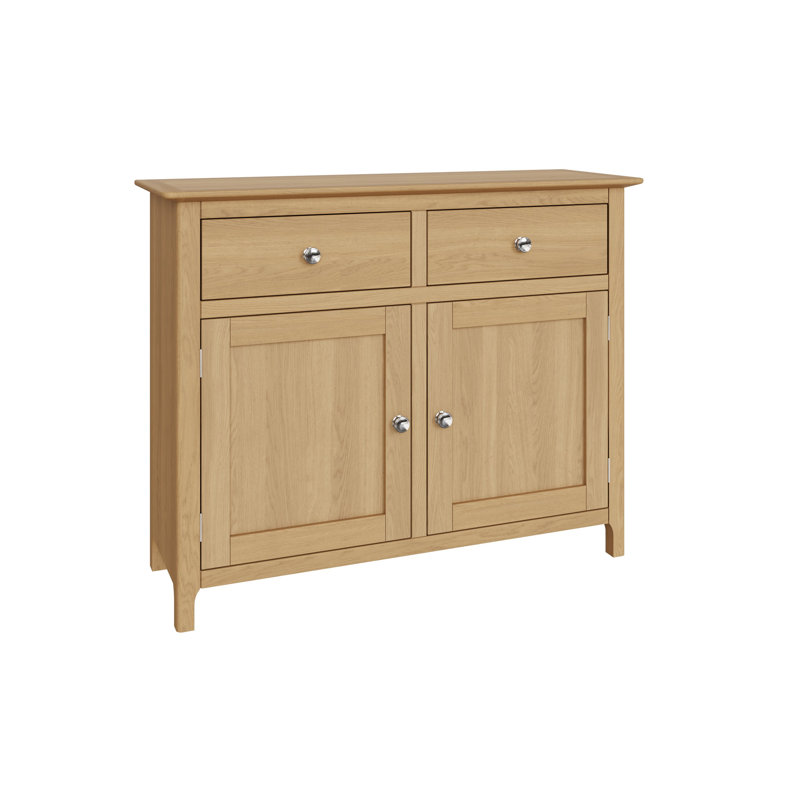 Daris 2 Door 2 Drawer Sideboard Buffet Storage Cabinet. 96cm Wide. Polished Chrome Handles. Fully Assembled.