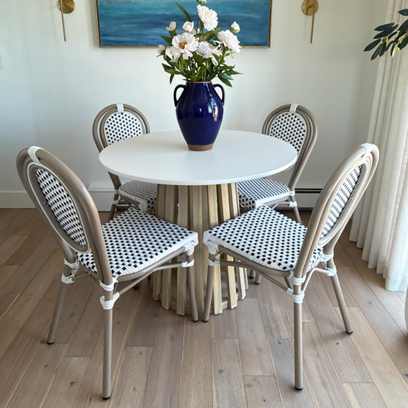  Ensemble de 2 chaises de patio pour l'extérieur en aluminium avec finition champagne et ambre, Brun et bleu