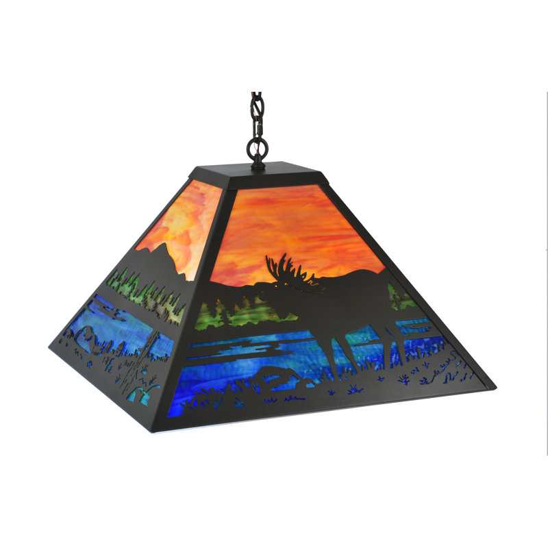 24"Sq Moose at Lake Pendant