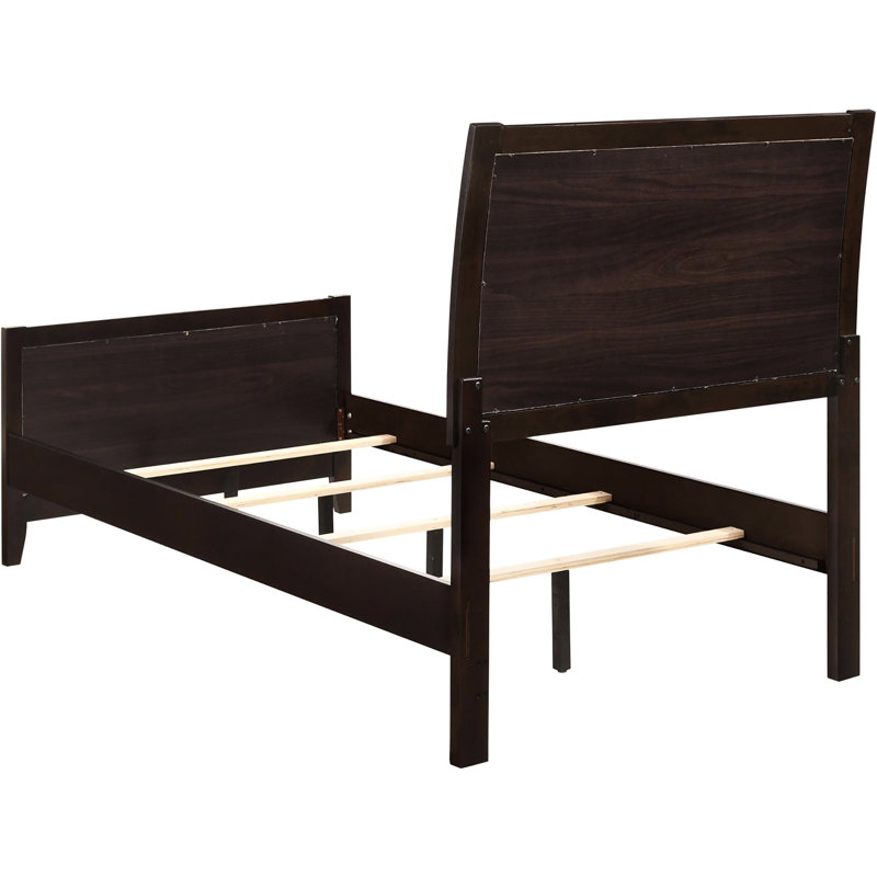 Comfortable Twin Bed With Upholstered Panels And Robust Wooden Legs - Bedroom Relaxation Induced Faux Leather Upholstery Strong Wood Construction Durability Asserted