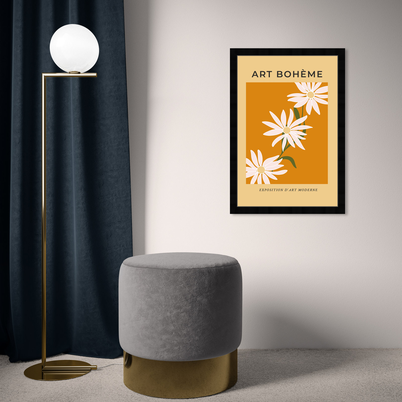 French White Daisy by Oliver Gal, Black Framed Paper, 26" H x 18" W