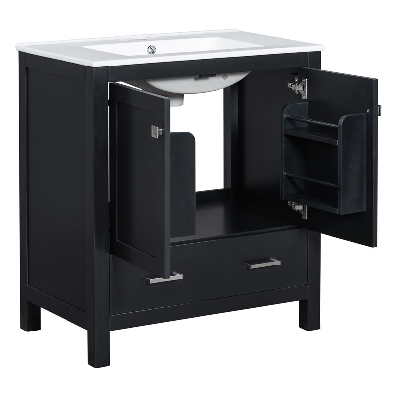 Meuble-lavabo 30 po avec lavabo simple, Noir