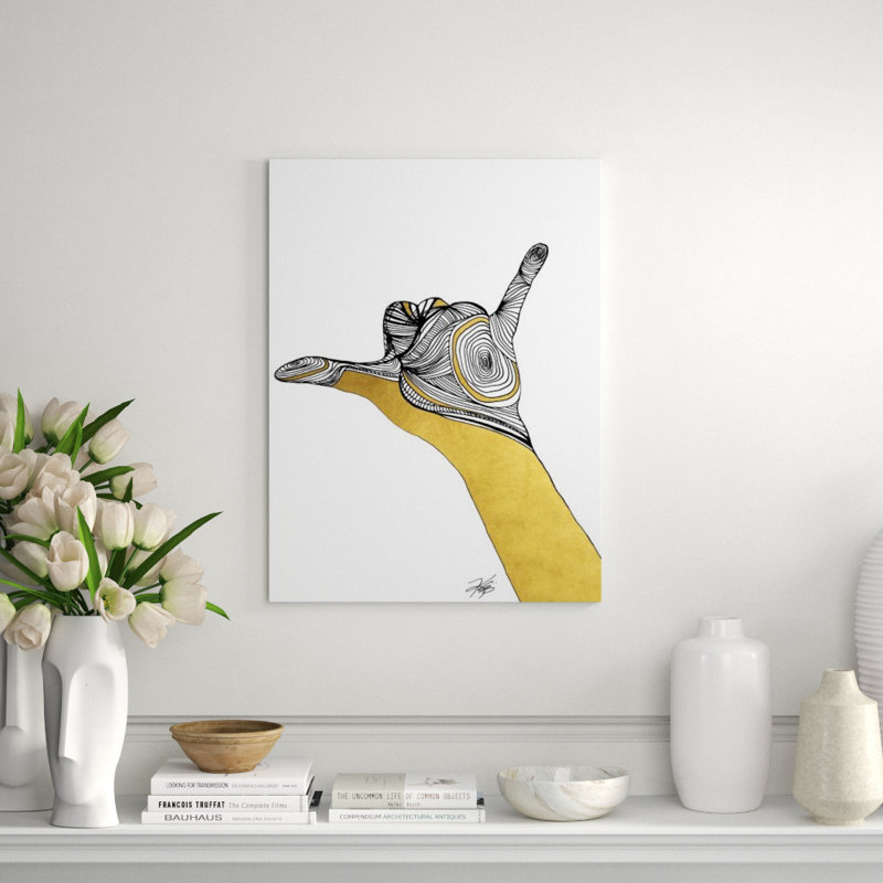 Sign Language V Print by Kelli Ellis, Gilded Gold, 48" H x 36" W x 1.5" D