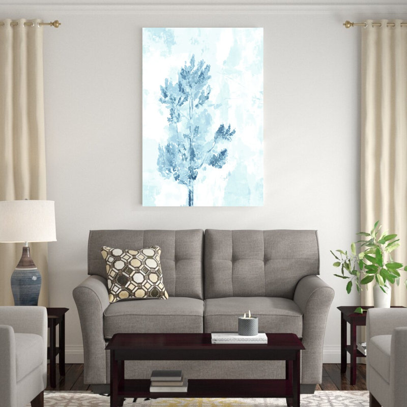 Aquarelle bleue - peinture sur toile tendue, H 48 po x l 32 po