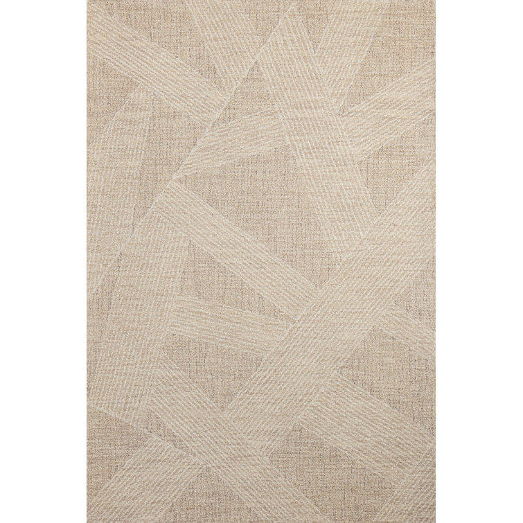 Aldonna Abstract Hand Tufted Wool Beige Area Rug