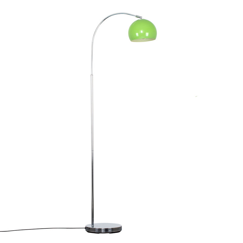 Derosier 152cm Arched Floor Lamp, Chrome, Green