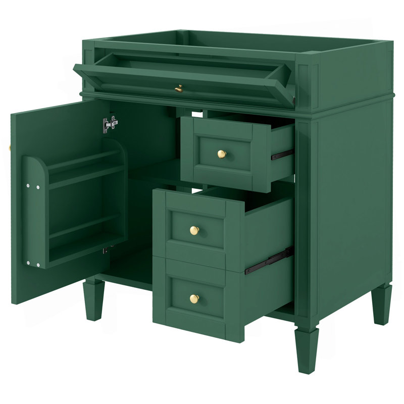 Meuble-lavabo de salle de bain de 30 po sans lavabo supérieur, armoire de rangement moderne avec 2 tiroirs et un tiroir rabattable (BASSIN INCLUS)