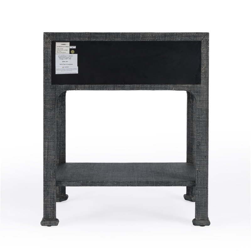 Chatham Raffia Nightstand, Charcoal