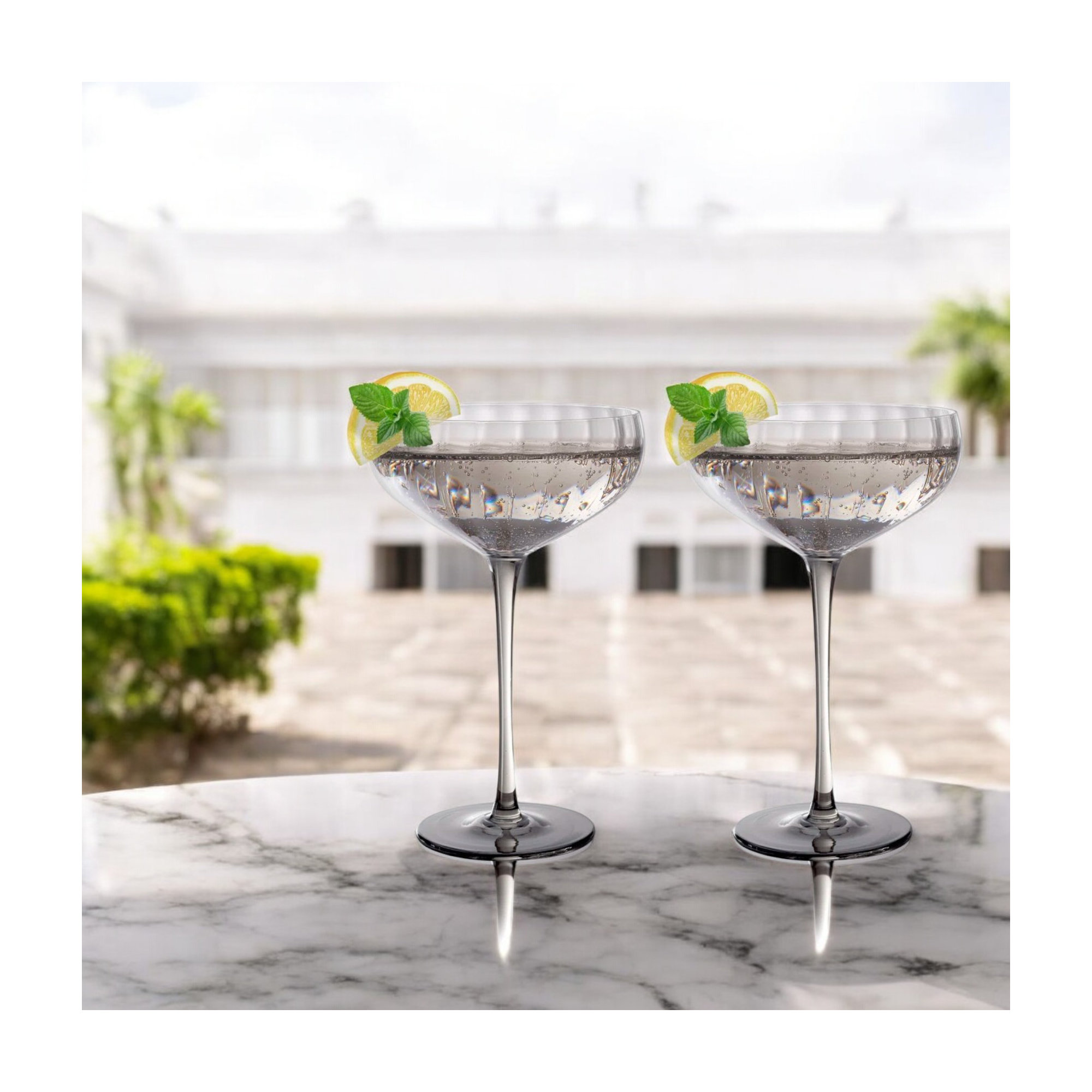 Orlosky Amber Coupe Glasses, Set/4, Gray