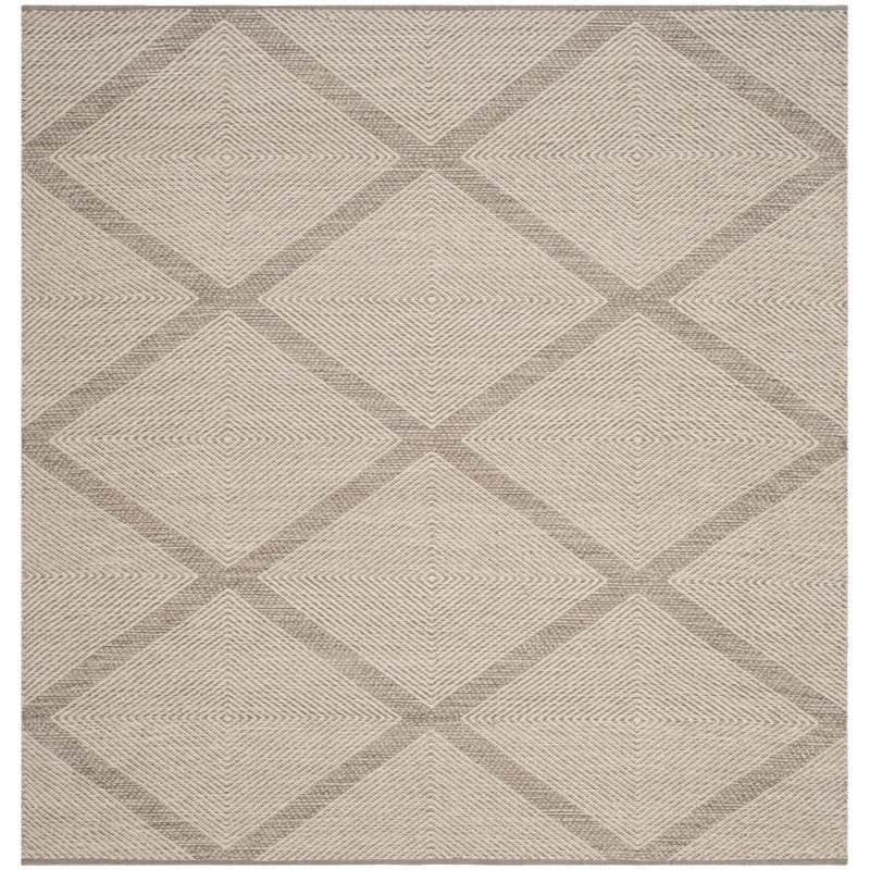 Abberton Hand Woven Cotton Geometric Rug, Square 6'