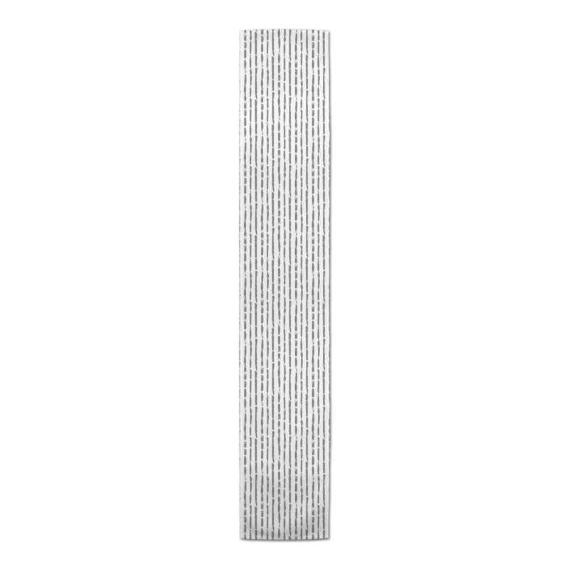 Conswella Rectangle Striped Polyester Table Runner, 16" D x 90" L, Gray