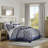 Aubrey Navy Paisley 12-Piece Queen Comforter Set with 100% Cotton Bed Sheets-2073023983-2073023766